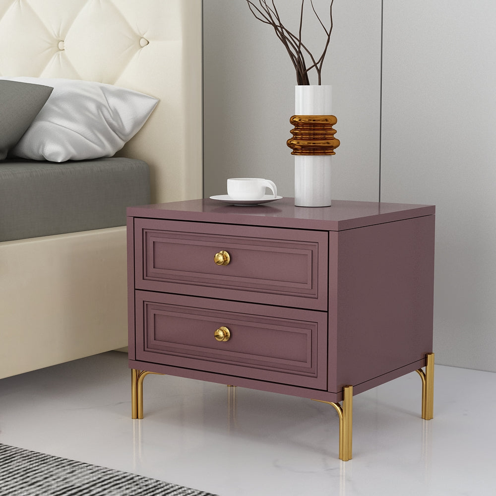 Bedside Table, Nightstand Table, Dusty Pink Color Bedside Table, Side Table with Drawer, Bedside Table - VT12210