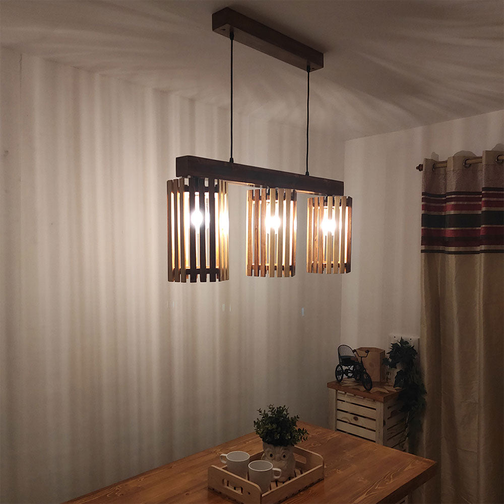 Hanging Light, Hanging Light with Dark & Light Brown Color, Hanging Light in Wood, Hanging Light for Home, Hanging Light - VT14034