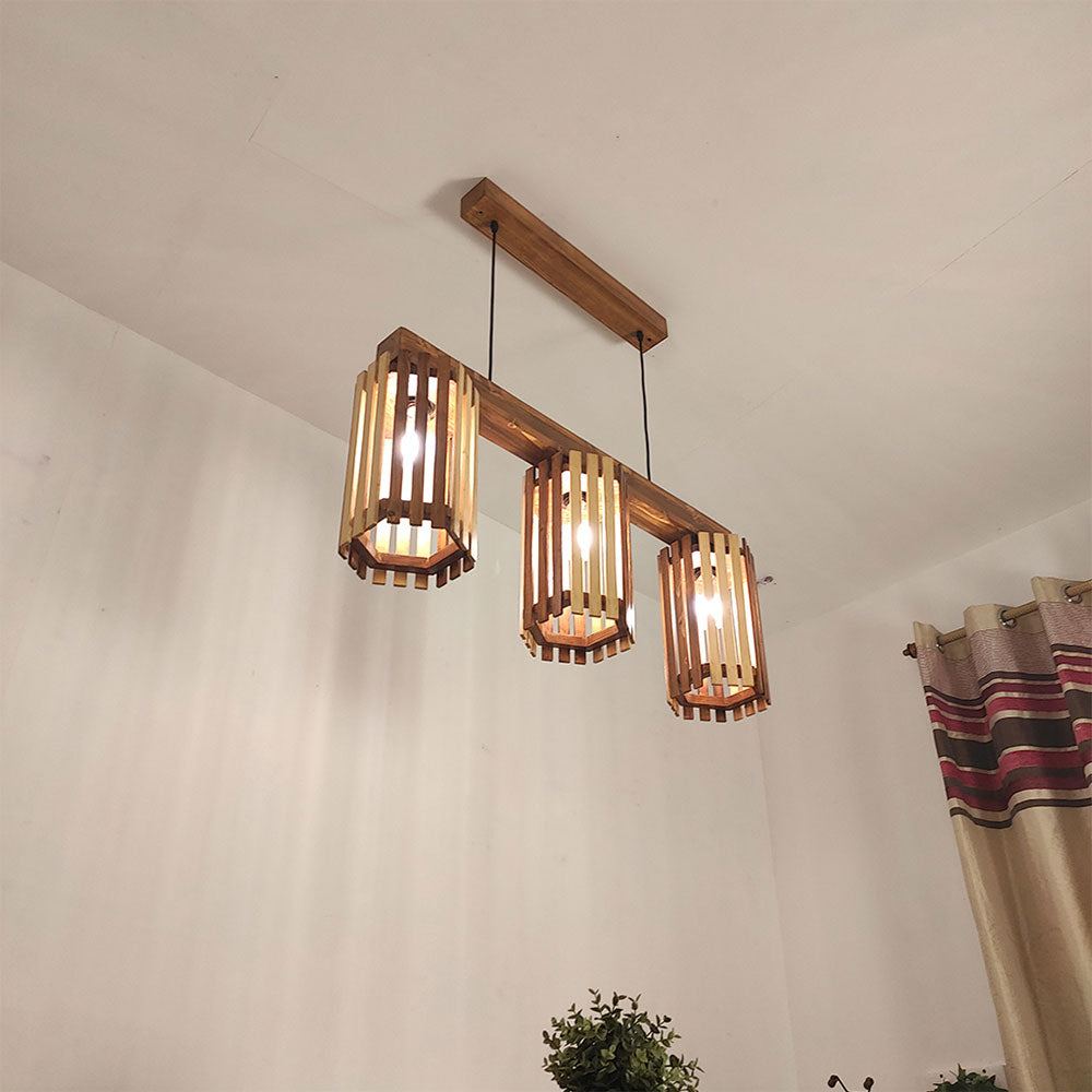 Hanging Light, Hanging Light with Dark & Light Brown Color, Hanging Light in Wood, Hanging Light for Home, Hanging Light - VT14034