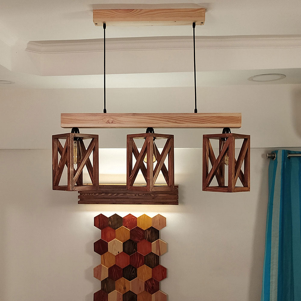 Hanging Light, Hanging Light with Dark & Light Brown Color, Hanging Light in Wood, Hanging Light for Home, Hanging Light - VT14035