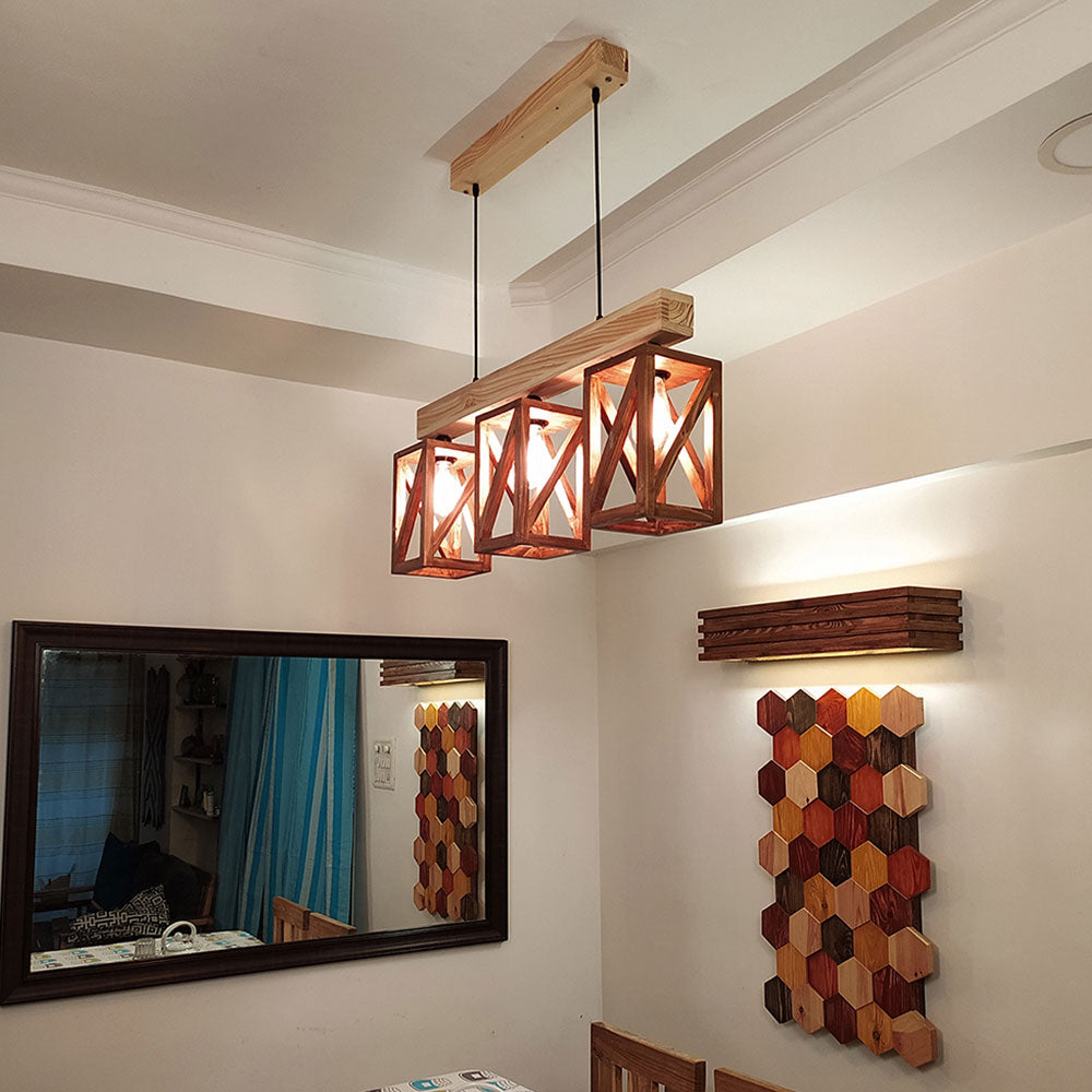 Hanging Light, Hanging Light with Dark & Light Brown Color, Hanging Light in Wood, Hanging Light for Home, Hanging Light - VT14035