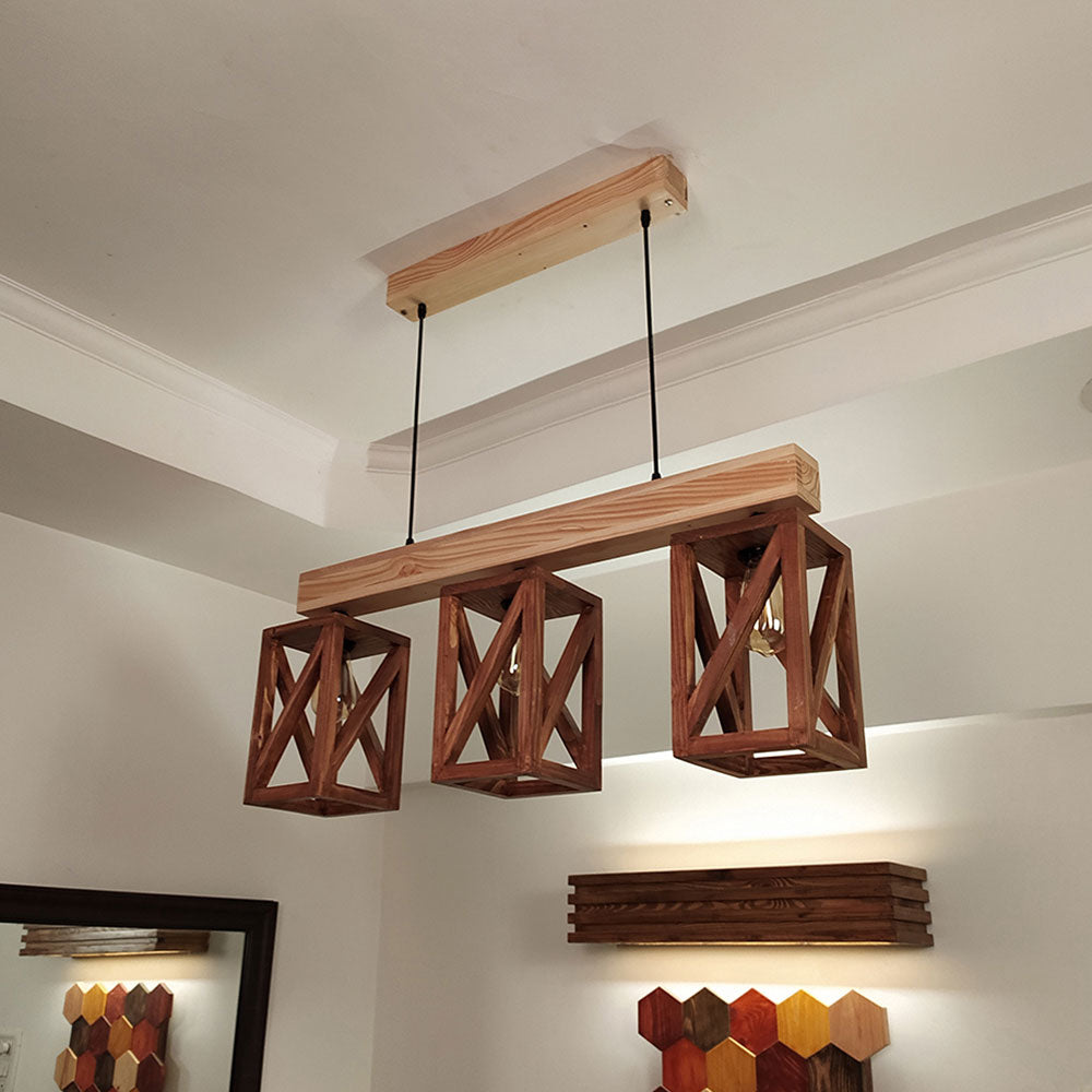 Hanging Light, Hanging Light with Dark & Light Brown Color, Hanging Light in Wood, Hanging Light for Home, Hanging Light - VT14035