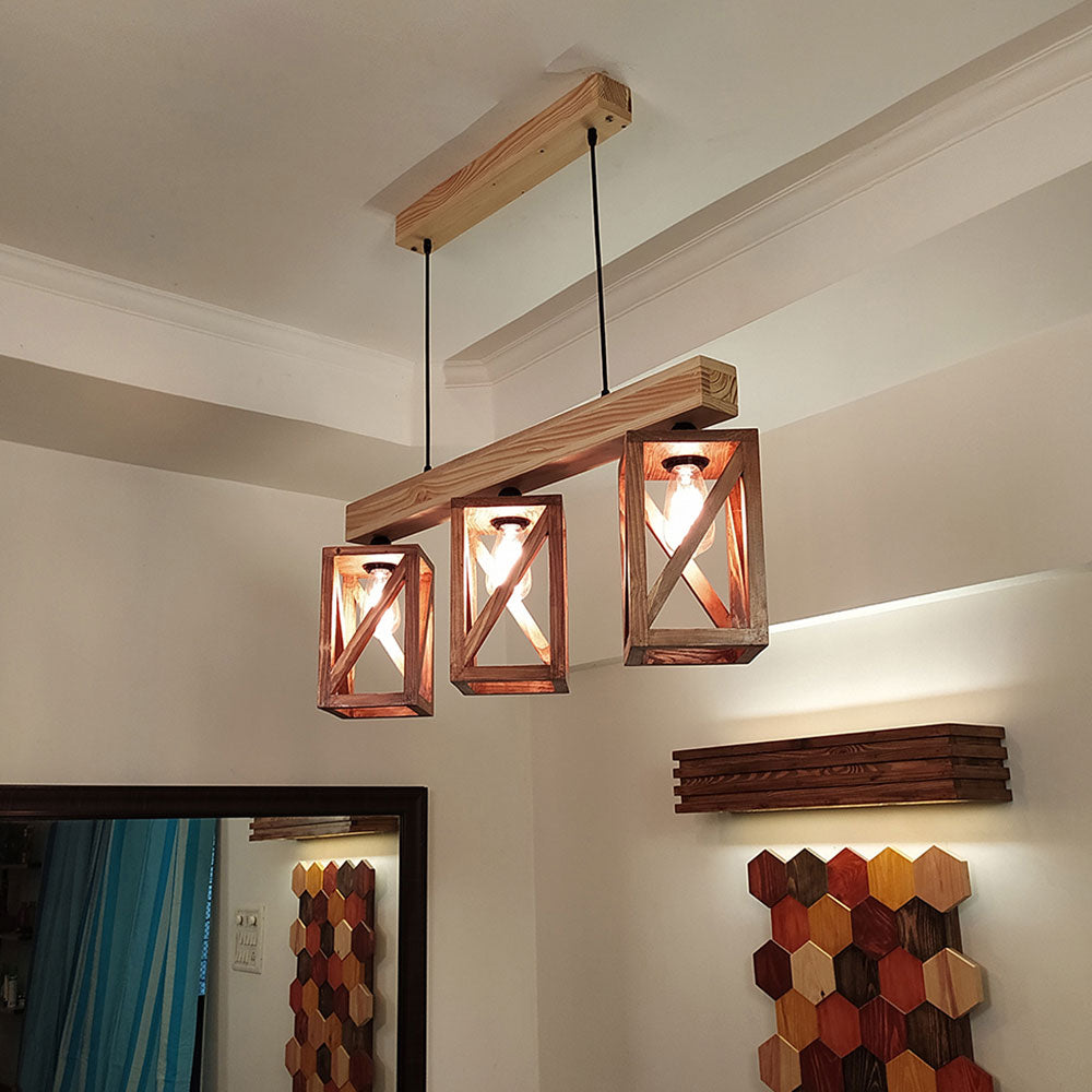 Hanging Light, Hanging Light with Dark & Light Brown Color, Hanging Light in Wood, Hanging Light for Home, Hanging Light - VT14035