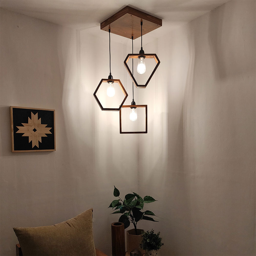 Hanging Light, Hanging Light with  Brown Color, Hanging Light in Wood, Hanging Light for Living & Dining Area, Hanging Light - VT14039