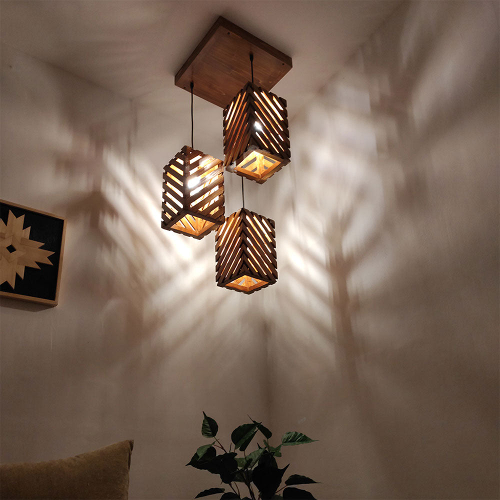 Hanging Light, Hanging Light with  Brown Color, Hanging Light in Wood, Hanging Light for Living & Dining Area, Hanging Light - VT14041