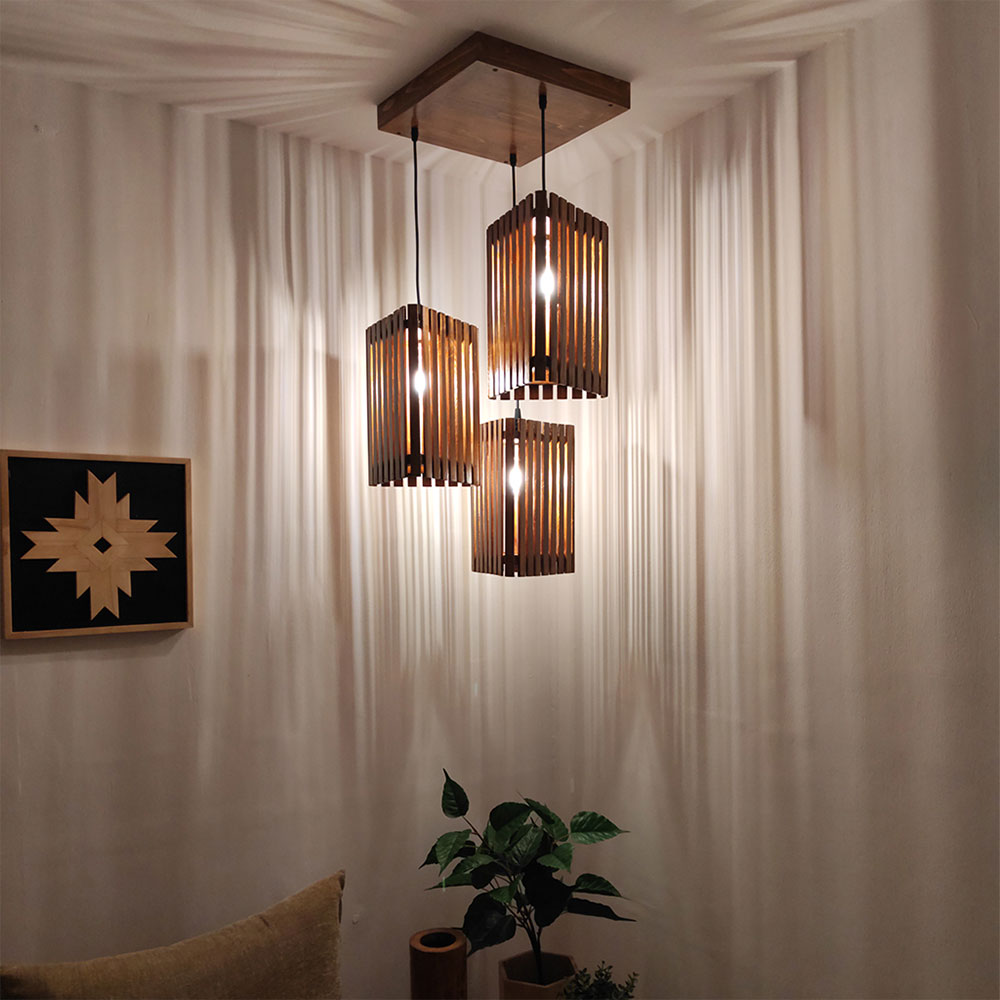 Hanging Light, Hanging Light with  Brown Color, Hanging Light in Wood, Hanging Light for Living & Dining Area, Hanging Light - VT14043