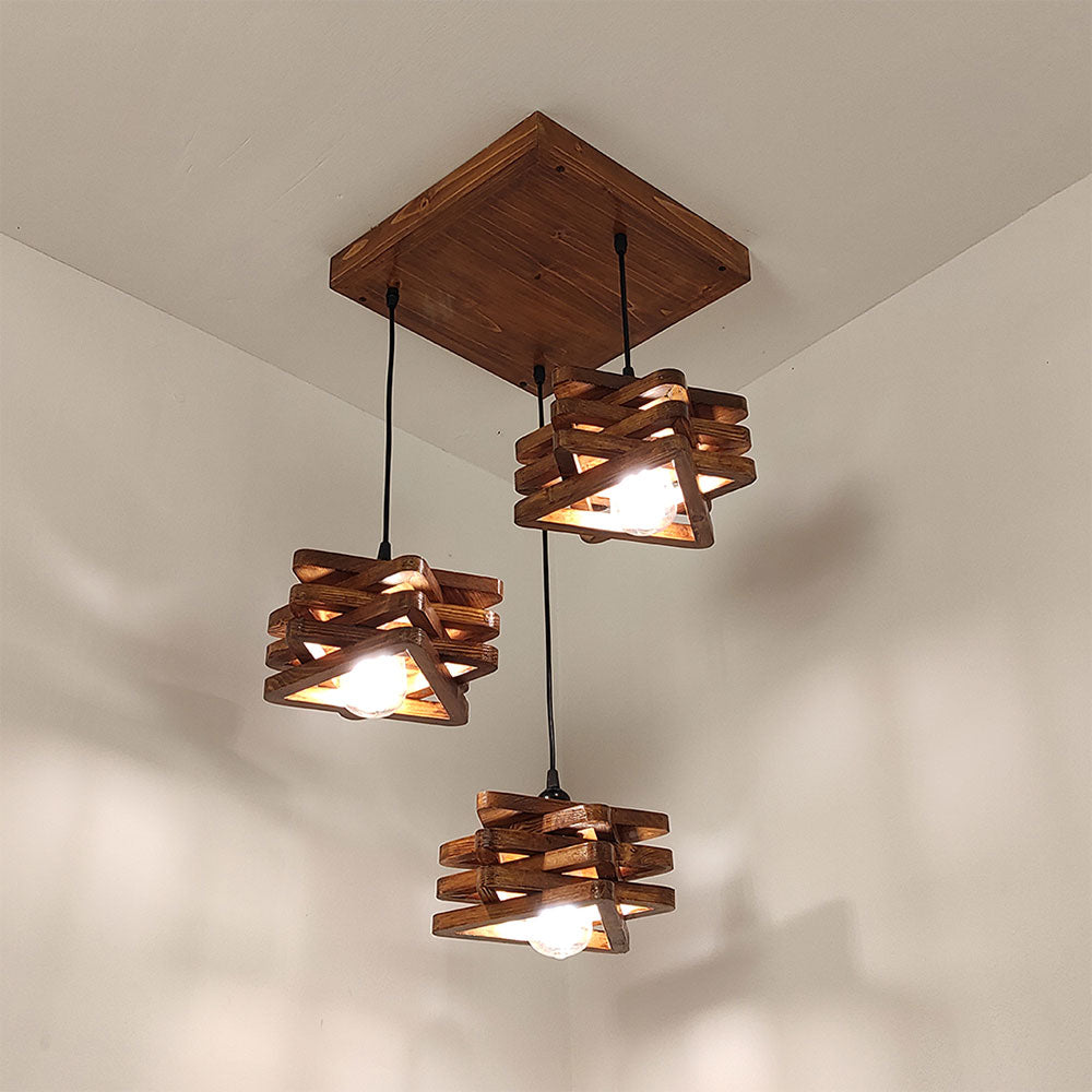 Hanging Light, Hanging Light with  Brown Color, Hanging Light in Wood, Hanging Light for Living & Dining Area, Hanging Light - VT14048