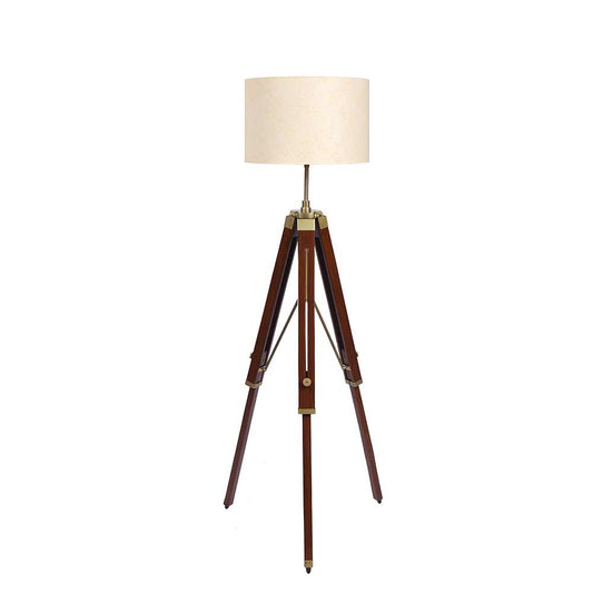 Floor Lamp, (DTF WTR5005BRBAD) Divine Trend, Standing Lamp With Brown & Beige Color, Floor Lamp In Wood, Floor Lamp For Living & Bedroom Area, Floor Lamp - VT14152