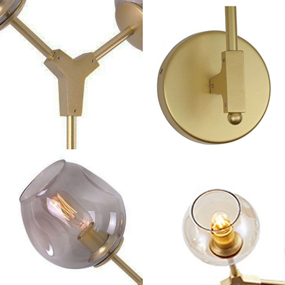 Wall Light, Mild Steel Matt Gold Finish Molecules Wall Lamp(Sizzling Lights), Mordern Light, Bedroom & Living Room Wall Lamp, Wall Light - VT14169