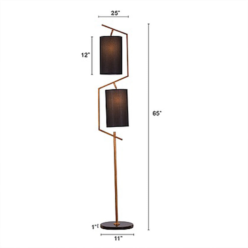 Floor Lamp, Snake Floor Lamp (Sizzling Lights), Standing Light, Black Lampshade with Golden Finish, Floor Lamp - VT14181