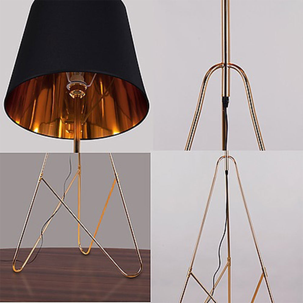 Floor Lamp, Ifield Floor Lamp (Sizzling Lights), Standing Lamp, Black Lampshade with Golden Finish, Floor Lamp - VT14183