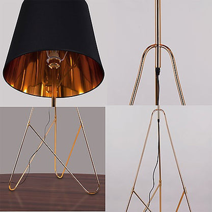 Floor Lamp, Ifield Floor Lamp (Sizzling Lights), Standing Lamp, Black Lampshade with Golden Finish, Floor Lamp - VT14183