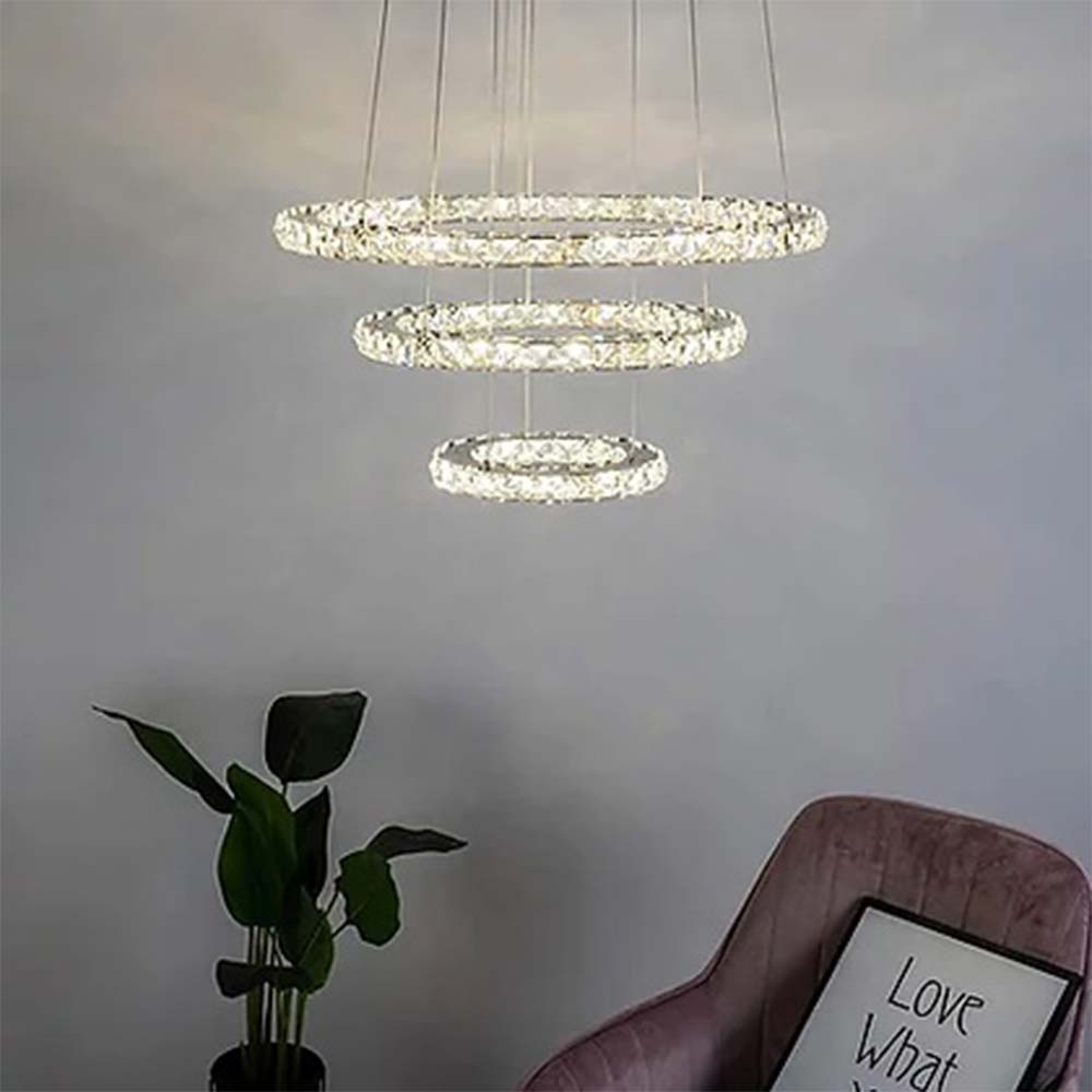 Chandelier, Crystal Ring Chandelier (Sizzling Lights), Chandelier for Living Room & Bedroom, Chandelier - VT14198