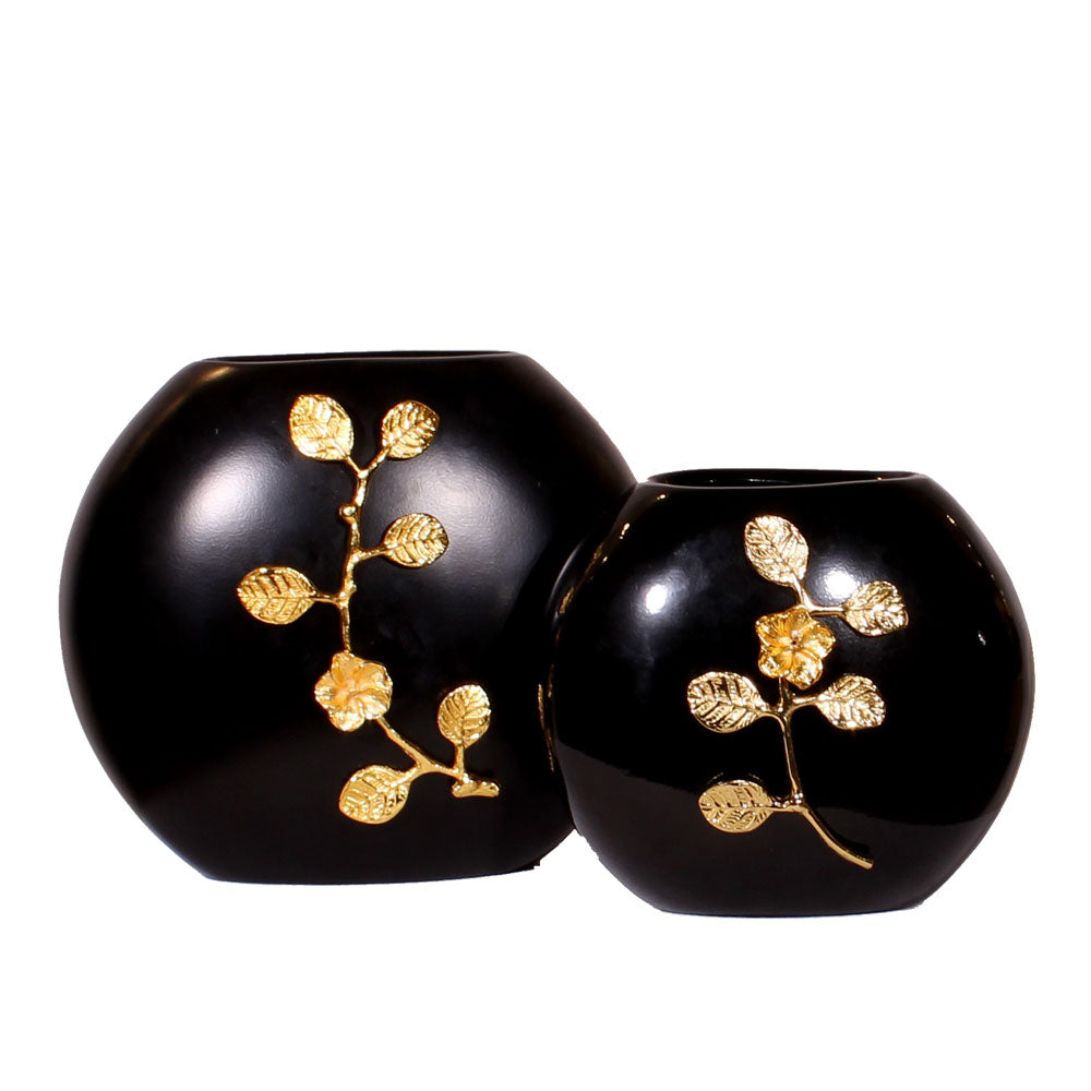 Table Accessory, Black & Gold Color Vase, Vase for Table Accessory, Modern Vase, Vase - VT - 15046