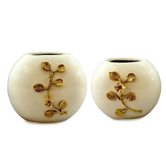 Vase, Vase with Gold & White Color, Vase for Metal, Vase for  Home Decor, Vase - VT15092