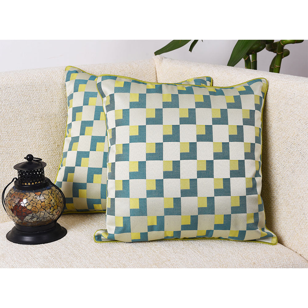 Cushion Cover, Pack of 2 Cushion Cover, Cushion Cover in 18*18in, Cushion Cover for Living room, Cushion Cover with Green & Yellow Color, Cushion Cover - VT15144