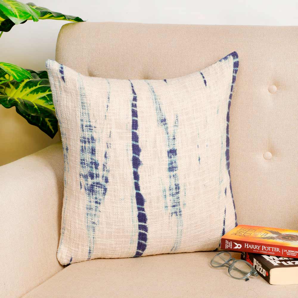 Cushion Cover, (i513_5_18_1), Cushion With Blue & White Color, Cushion For Living & Bedroom Area, Cushion - VT15172