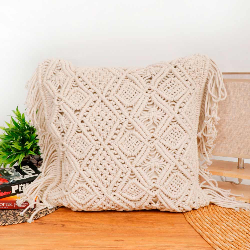 Cushion Cover, (i502_1_16_1), Cushion With Off-White  Color, Cushion For Living & Bedroom Area, Cushion - VT15180