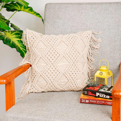 Cushion Cover, (i499_1_16_1), Cushion With Off-White  Color, Cushion For Living & Bedroom Area, Cushion - VT15183