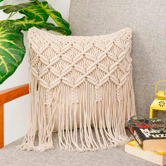 Cushion Cover, (i477_1_16_1), Cushion With OFF-White Color, Cushion For Living & Bedroom Area, Cushion - VT15193