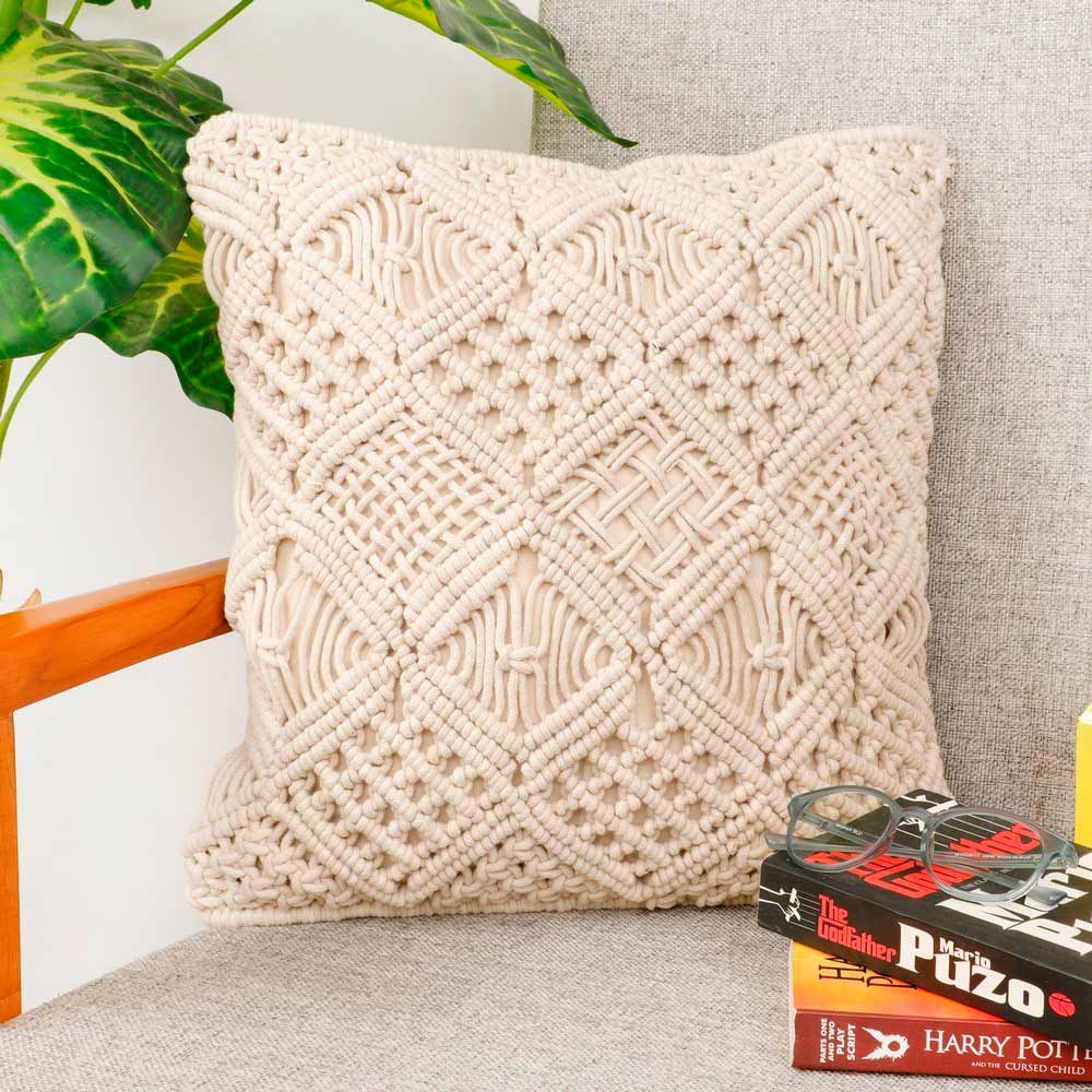 Cushion Cover, (i474_1_16_1), Cushion With OFF-White Color, Cushion For Living & Bedroom Area, Cushion - VT15196