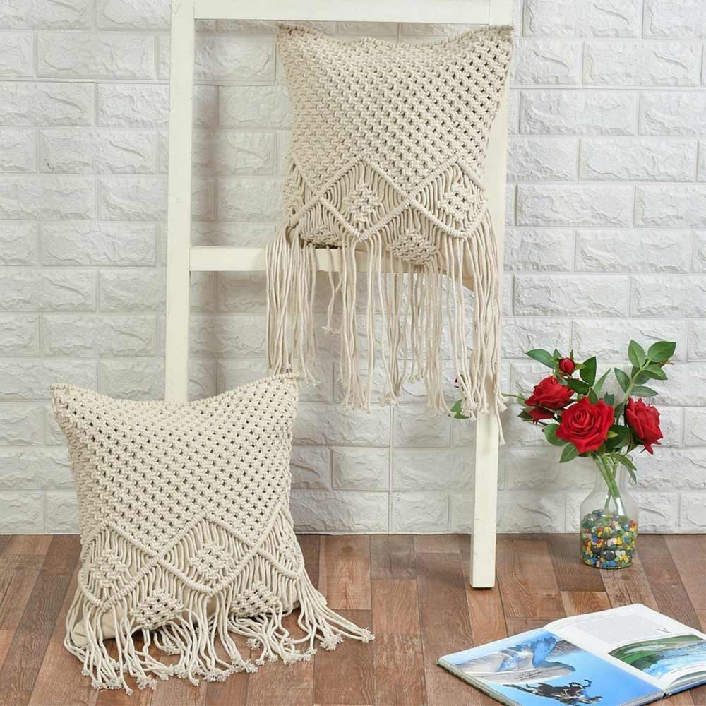 Cushion Cover, (i463_1_16_1), Cushion With OFF-White Color, Cushion For Living & Bedroom Area, Cushion - VT15204