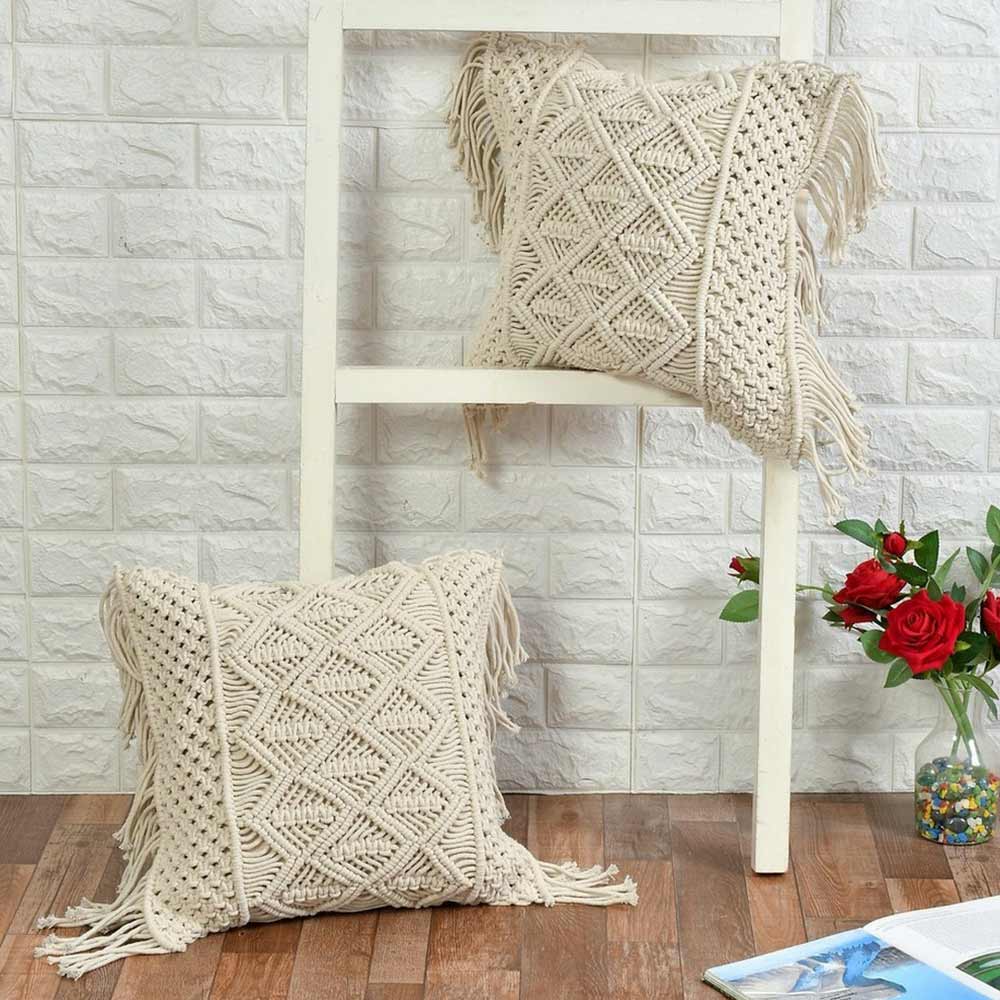 Cushion Cover, (i460_1_16_1), Cushion With OFF-White Color, Cushion For Living & Bedroom Area, Cushion - VT15207