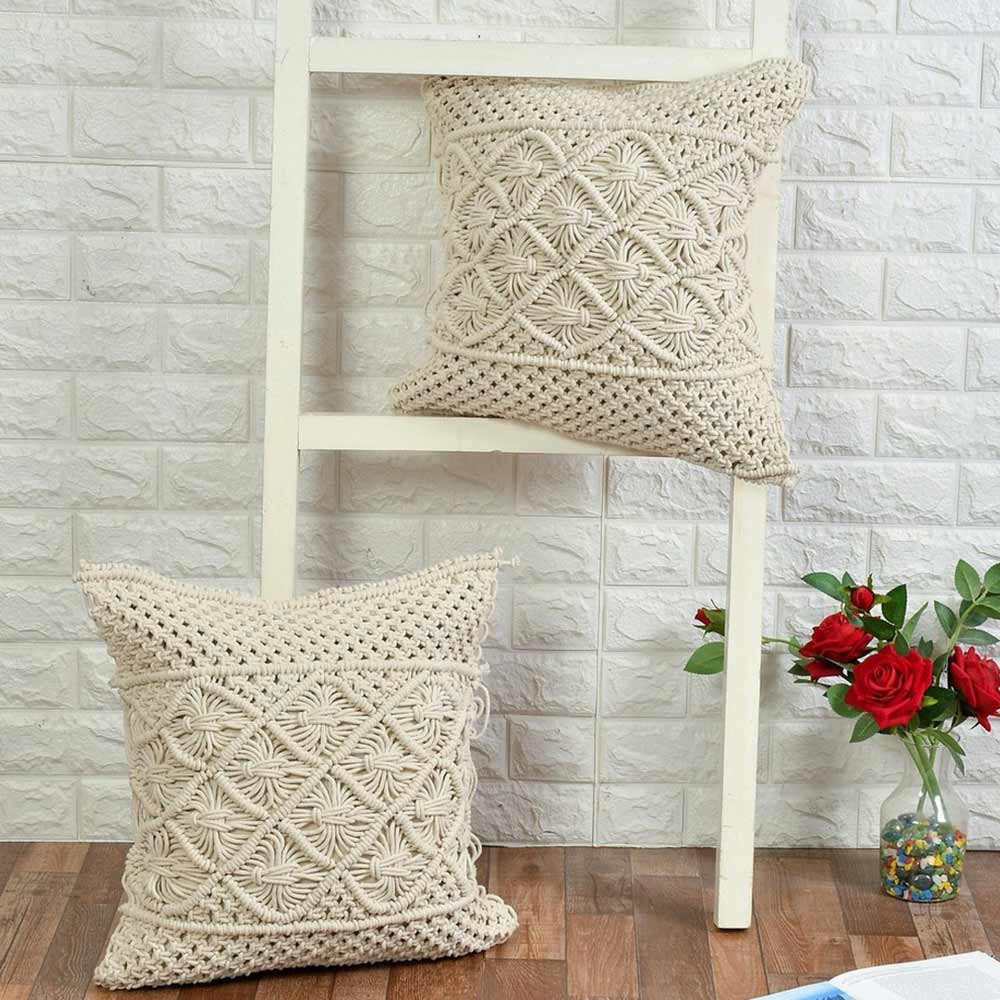 Cushion Cover, (i459_1_16_1), Cushion With OFF-White Color, Cushion For Living & Bedroom Area, Cushion - VT15208