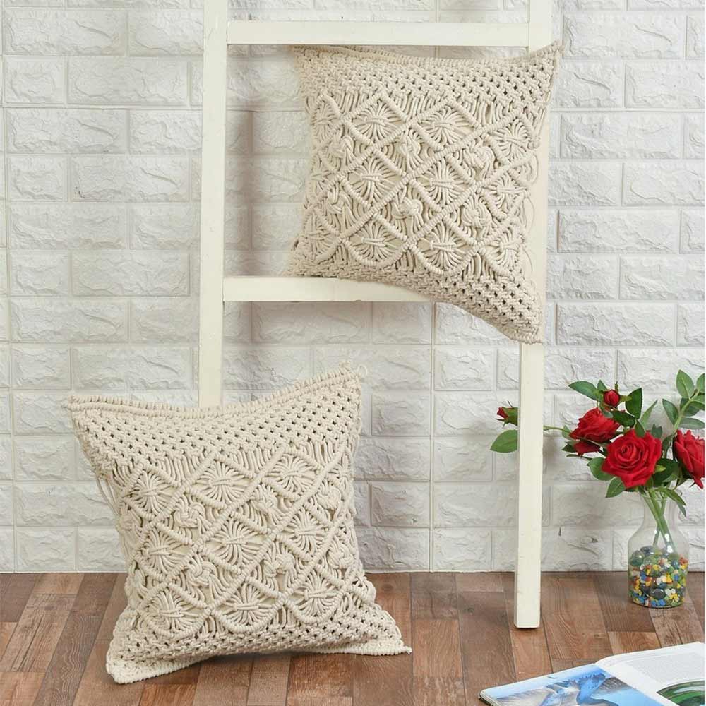 Cushion Cover, (i456_1_16_1), Cushion With OFF-White Color, Cushion For Living & Bedroom Area, Cushion - VT15211