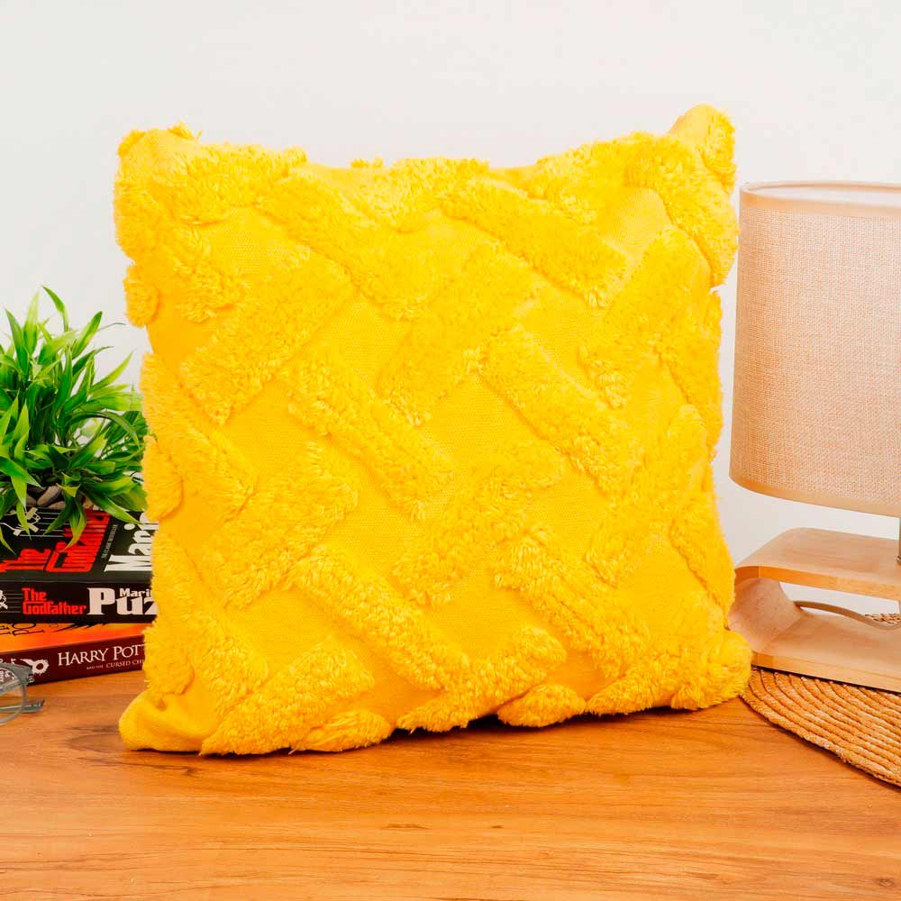 Cushion Cover, (i450_3_16_1), Cushion With Yellow Color, Cushion For Living & Bedroom Area, Cushion - VT15220