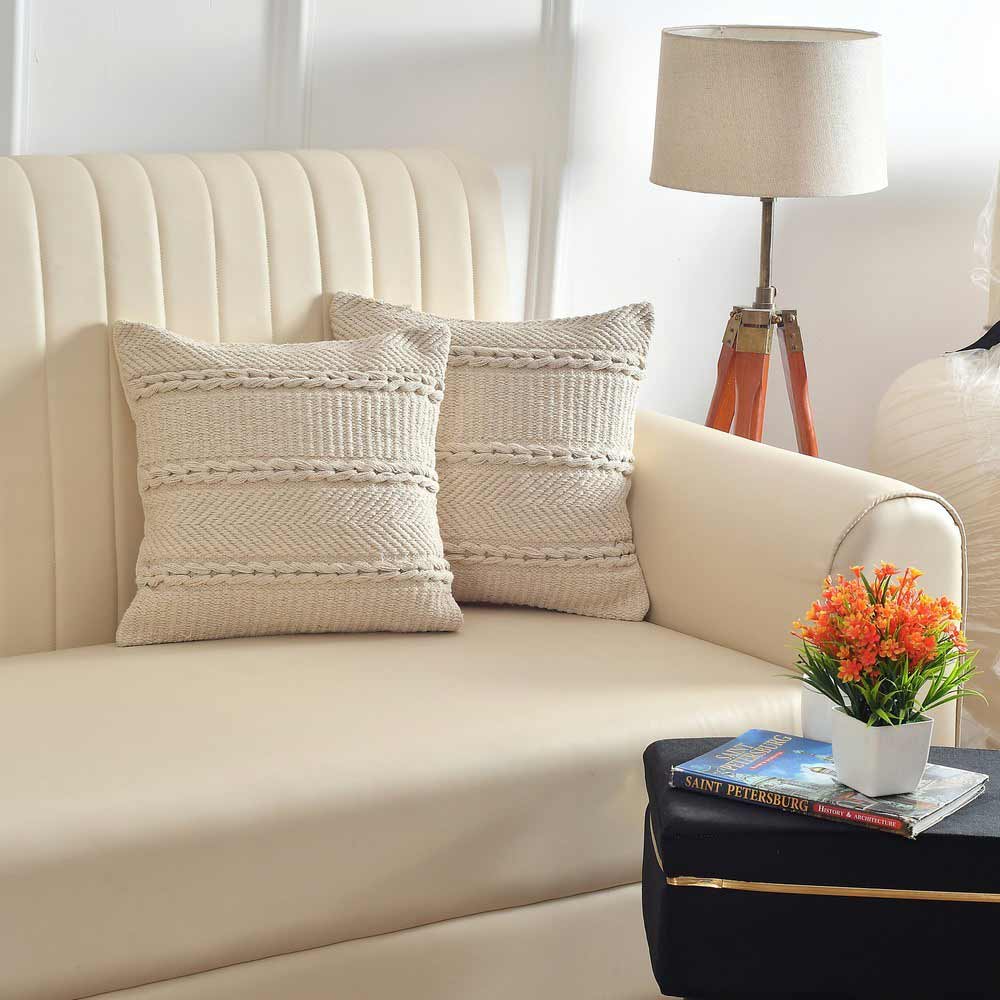 Cushion Cover, (i425_1_16_1), Cushion With OFF-White Color, Cushion For Living & Bedroom Area, Cushion - VT15229