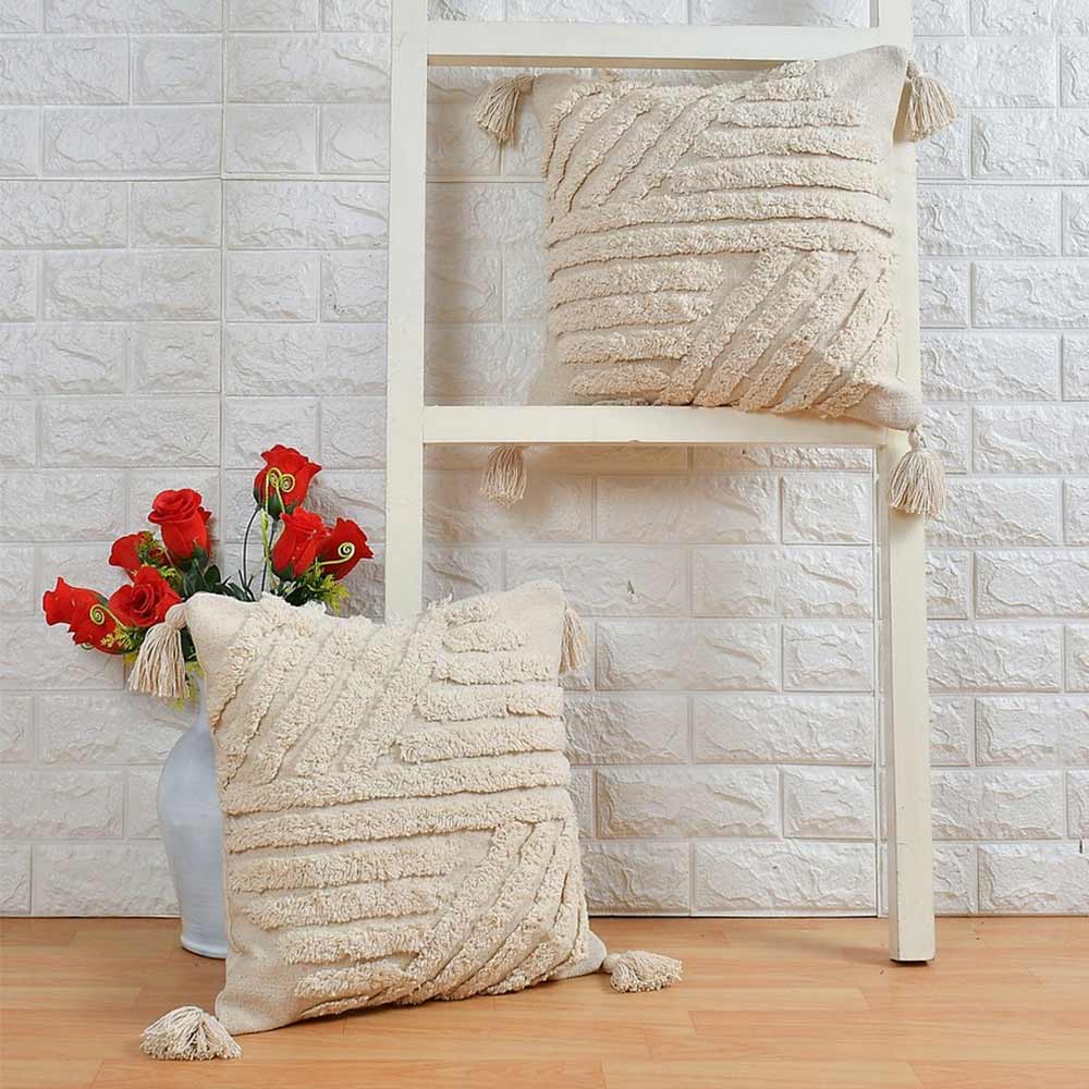 Cushion Cover, (i349_16_1), Cushion With OFF-White Color, Cushion For Living & Bedroom Area, Cushion - VT15232