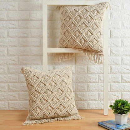 Cushion Cover, (i255_1_24_1), Cushion With OFF-White Color, Cushion For Living & Bedroom Area, Cushion - VT15241