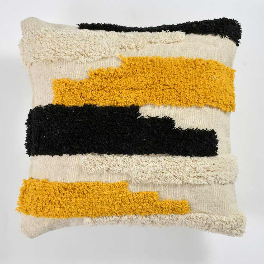 Cushion Cover, (i251_1_24_1), Cushion With Black & Yellow Color, Cushion For Living & Bedroom Area, Cushion - VT15244