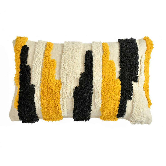 Cushion Cover, (i251_2_1), Cushion With Black, Yellow & OFF-White Color, Cushion For Living & Bedroom Area, Cushion - VT15245