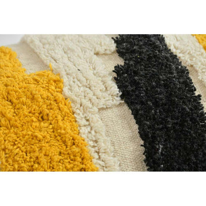 Cushion Cover, (i251_2_1), Cushion With Black, Yellow & OFF-White Color, Cushion For Living & Bedroom Area, Cushion - VT15245