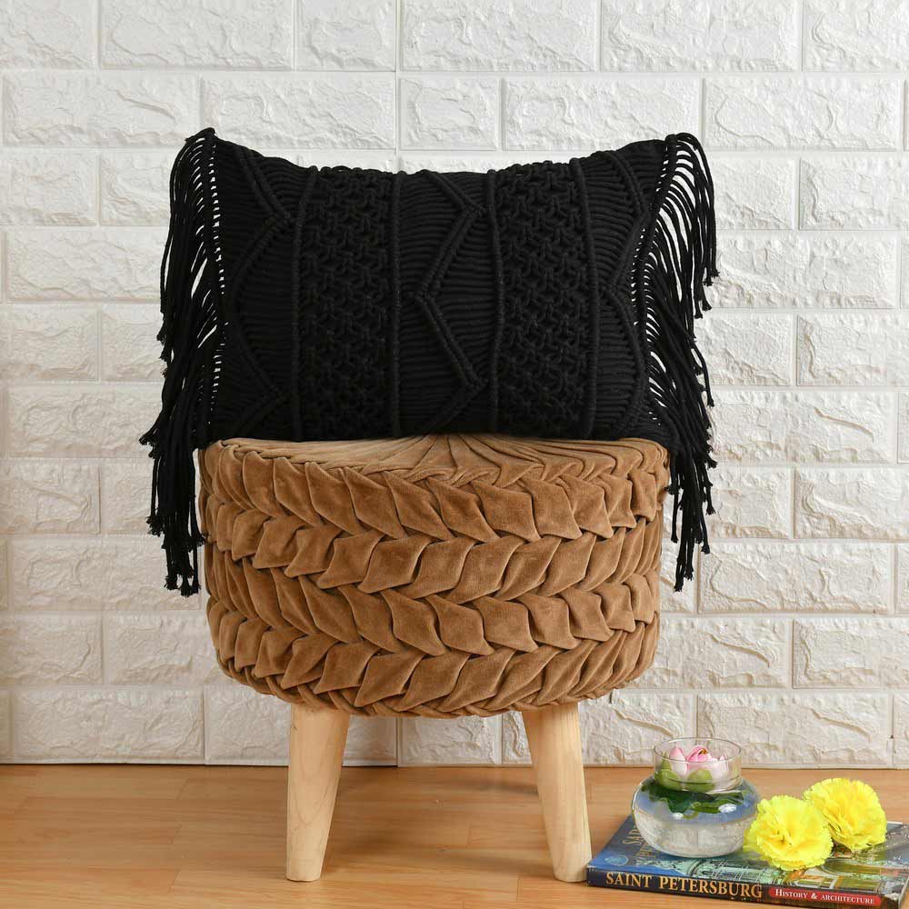 Cushion Cover, (i236_1_1), Cushion With Black Color, Cushion For Living & Bedroom Area, Cushion - VT15249