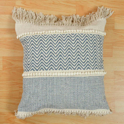 Cushion Cover, (i232_1_16_1), Cushion With Blue & OFF-White Color, Cushion For Living & Bedroom Area, Cushion - VT15250