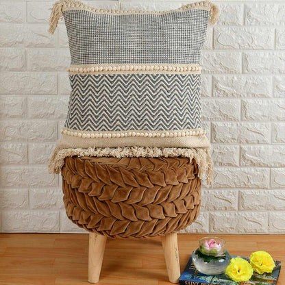 Cushion Cover, (i232_1_16_1), Cushion With Blue & OFF-White Color, Cushion For Living & Bedroom Area, Cushion - VT15250