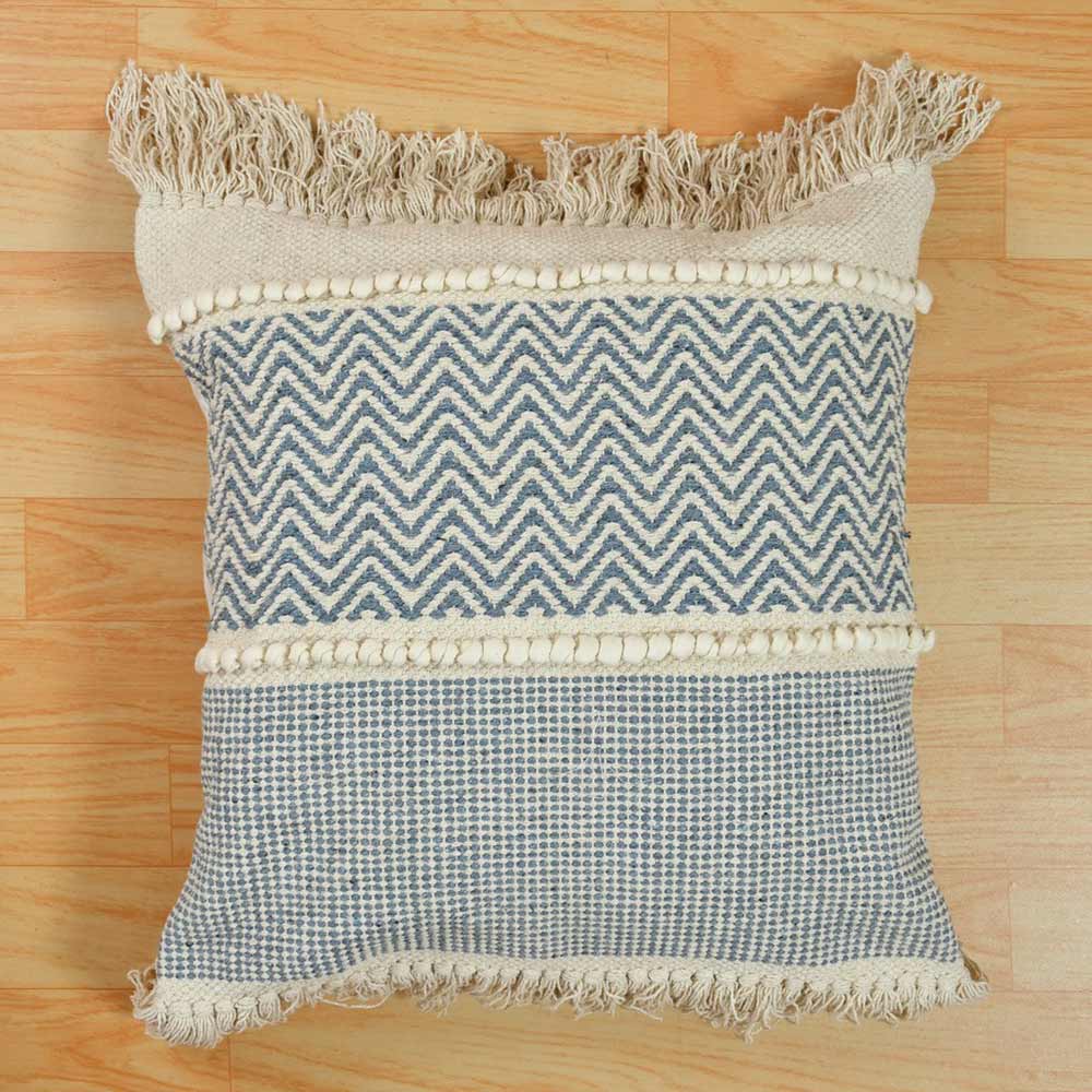 Cushion Cover, (i232_1_18_1), Cushion With Blue & OFF-White Color, Cushion For Living & Bedroom Area, Cushion - VT15251