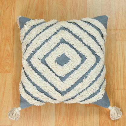 Cushion Cover, (i231_1_16_1), Cushion With Blue & OFF-White Color, Cushion For Living & Bedroom Area, Cushion - VT15252