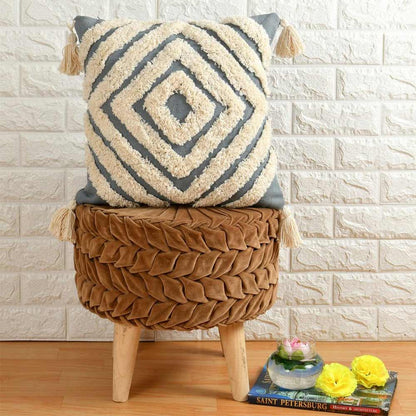 Cushion Cover, (i231_1_16_1), Cushion With Blue & OFF-White Color, Cushion For Living & Bedroom Area, Cushion - VT15252