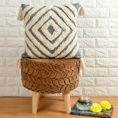 Cushion Cover, (i231_1_20_1), Cushion With Blue & OFF-White Color, Cushion For Living & Bedroom Area, Cushion - VT15253