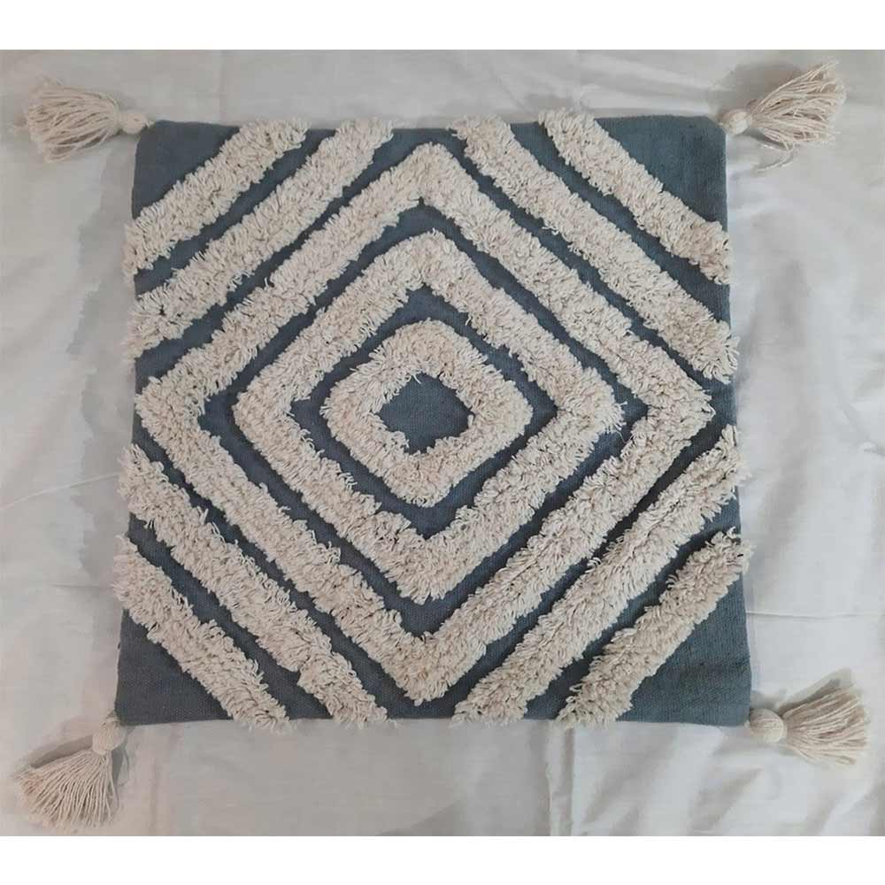 Cushion Cover, (i231_1_20_1), Cushion With Blue & OFF-White Color, Cushion For Living & Bedroom Area, Cushion - VT15253