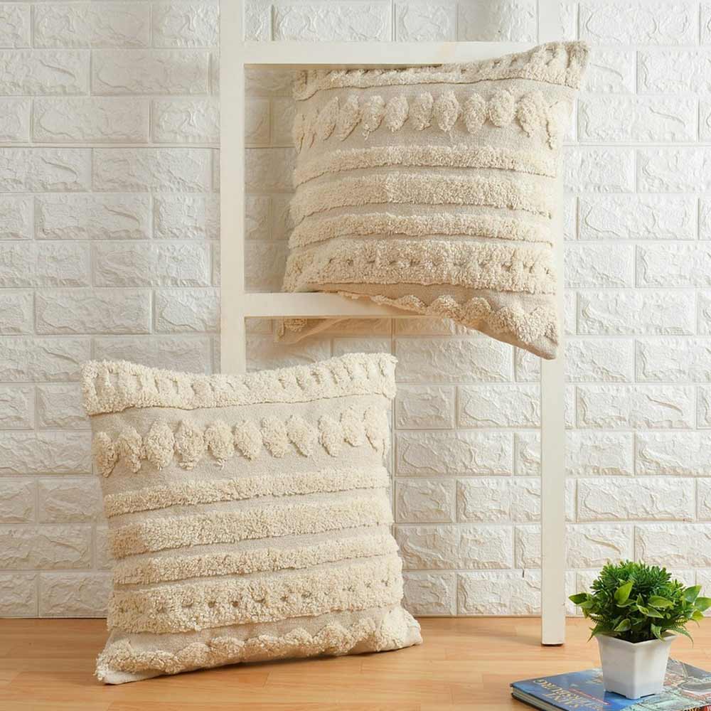 Cushion Cover, (i222_1_16_1), Cushion With OFF-White Color, Cushion For Living & Bedroom Area, Cushion - VT15257