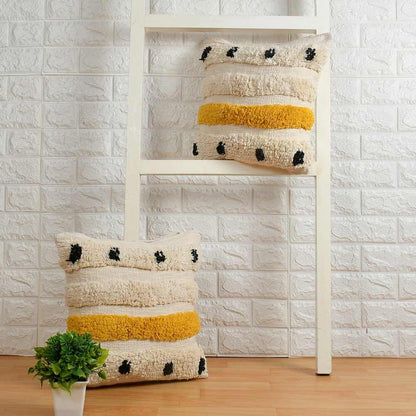 Cushion Cover, (i221_1_16_1), Cushion With OFF-White & Orange Color, Cushion For Living & Bedroom Area, Cushion - VT15261