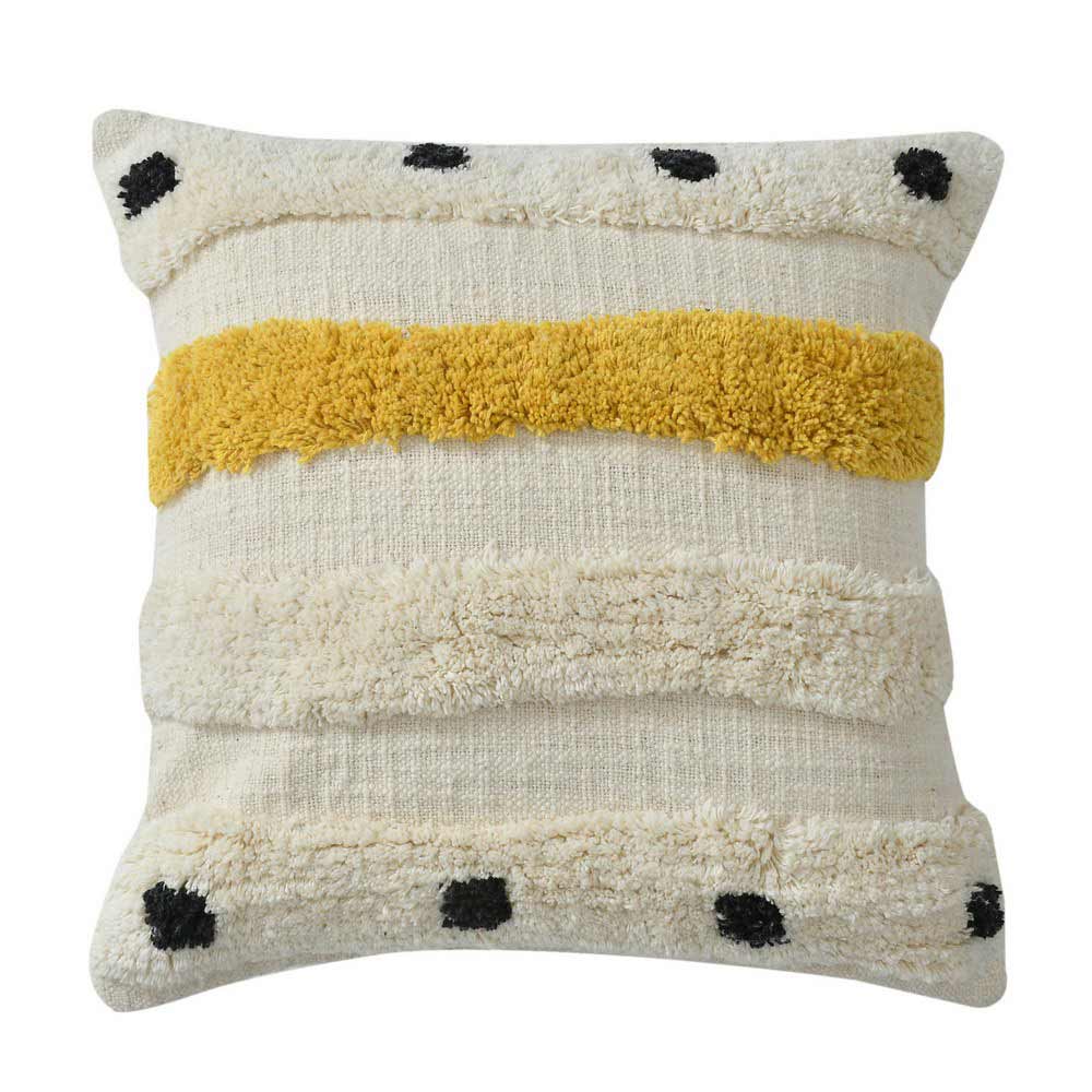 Cushion Cover, (i221_2_16_1), Cushion With Yellow, Black & OFF-White Color, Cushion For Living & Bedroom Area, Cushion - VT15264