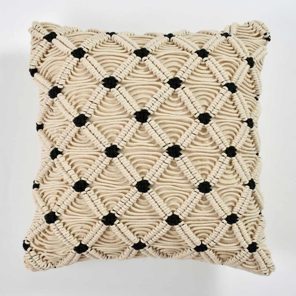 Cushion Cover, (i219_1_20_1), Cushion With Black & OFF-White Color, Cushion For Living & Bedroom Area, Cushion - VT15268