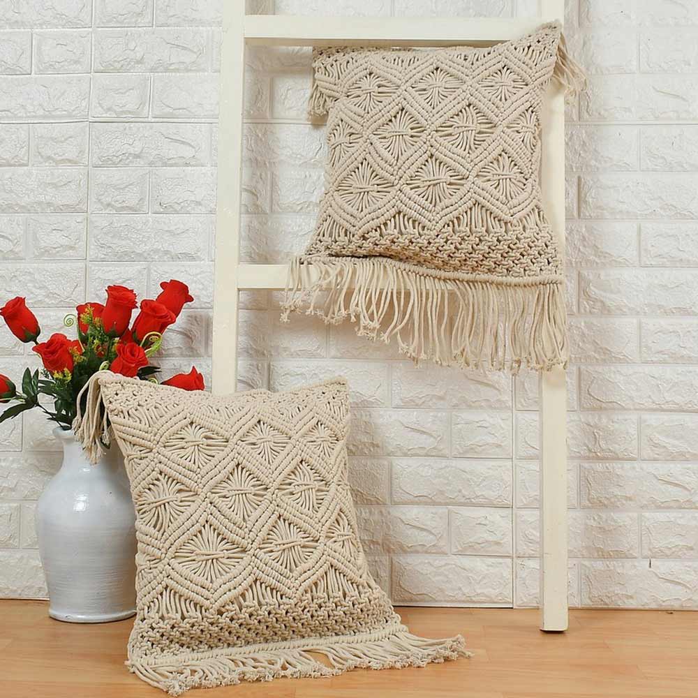 Cushion Cover, (i218_1_16_1), Cushion With OFF-White Color, Cushion For Living & Bedroom Area, Cushion - VT15270