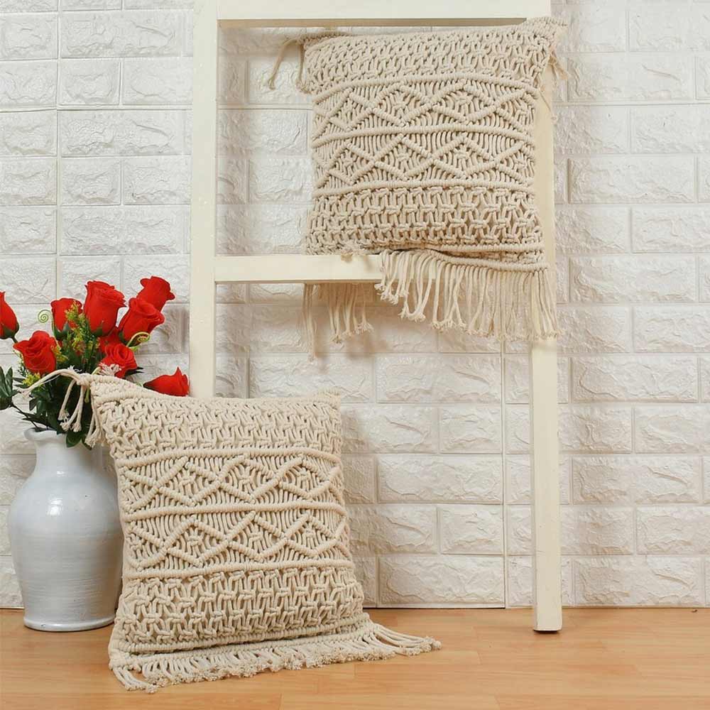 Cushion Cover, (i217_1_12_1), Cushion With OFF-White Color, Cushion For Living & Bedroom Area, Cushion - VT15275